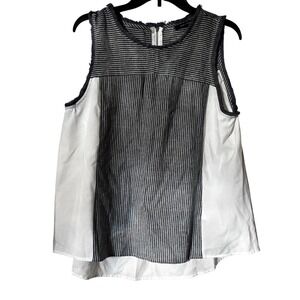 Doe & Rae Ladie's Striped Shirt Sz L Zipper Fringe